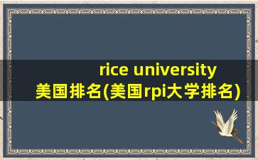 rice university美国排名(美国rpi大学排名)